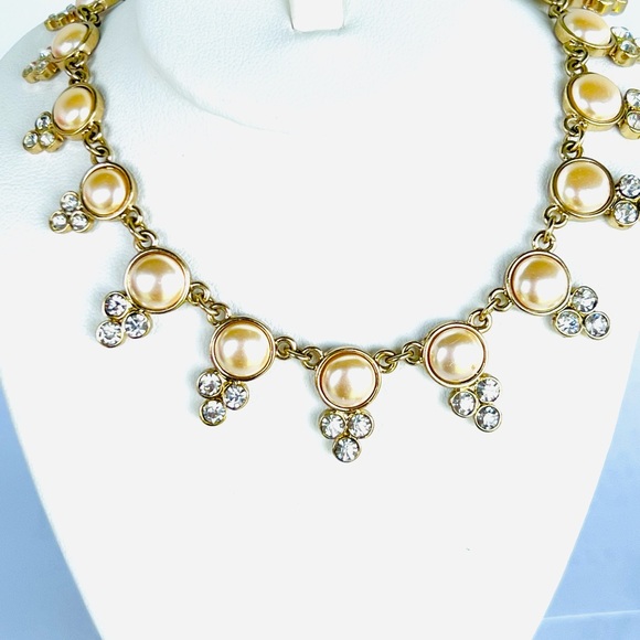 Anne Klein Gold and Pearl Necklace with Crystal Accents - Picture 1 of 4